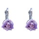 Simple Costume Jewellery Accessories, Fashion Women Girls Small Gift, Purple Clay Flower 3D Ceramic Rose Dainty Drop Earrings