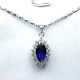 Costume Jewelry Necklaces, Fashion Teardrop Pendants, Royal Blue Marquise Rhinestone Clear Diamante Cluster Pendant Necklace