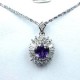 Costume Jewellery Necklace; Fashion Pendants, Woman Girl Gift UK, Purple Oval Cubic Zirconia Halo Cluster CZ Necklace Pendant