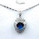 Costume Jewelry Pendants UK, Fashion Necklaces, Women Gift, Royal Blue Oval Cubic Zirconia Halo Cluster CZ Necklace Pendant