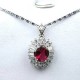 Women Costume Jewelry Necklaces UK, Pink Stone Fashion Pendants, Fuchsia Oval Cubic Zirconia Halo Cluster CZ Necklace Pendant