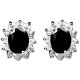 Fashion Women Earring Studs, Costume Jewellery Earrings UK, Black Oval Rhinestone Clear Diamante cluster Halo Stud Earrings