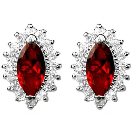 Fashion Women Costume Jewellery Earring Studs UK|Ruby Red Marquise Rhinestone Clear Diamante Teardrop Cluster Halo Stud Earrings