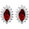 Fashion Women Costume Jewellery Earring Studs UK|Ruby Red Marquise Rhinestone Clear Diamante Teardrop Cluster Halo Stud Earrings