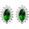Costume Jewellery Earring Studs, Fashion Emerald Green Marquise Rhinestone Clear Diamante Teardrop Halo Cluster Earring Studs