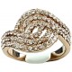 Fashion Jewellery Rings UK, Girls, Young Women Birthday Gifts, Peach Champagne Diamante Swirl Wave Costume Rose Gold Ring