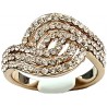 Fashion Jewellery Rings UK, Girls, Young Women Birthday Gifts, Peach Champagne Diamante Swirl Wave Costume Rose Gold Ring