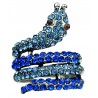 Cool Costume Jewellery Rings, Cute Fun Fashion Jewelry UK, Blue Monochrome Diamante Swirling Statement Coiled Snake Ring