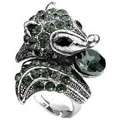Love Woman Girl Gifts, Fashion Fun Statement Costume Jewellery Rings UK, Funny Grey Diamante Hedgehog Cute Animal Ring