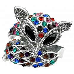 Fun Statement Fashion Jewelry Rings UK, Costume Jewellery, Women Girls Gifts, Funny Multi Colour Diamante Fox Cute Animal Ring