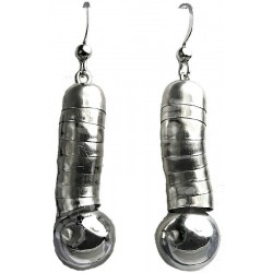Silver Stacked Beaded Spine Coil Tube Fashion Drop Earrings