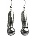Silver Stacked Beaded Spine Coil Tube Fashion Drop Earrings