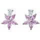 Costume Jewellery Earring Studs, Women Fashion Jewelry UK, Pink Cubic Zirconia Fashion CZ Crystal Flower Dress Stud Earrings