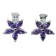 Costume Jewellery Earring Studs, Fashion Jewelry UK, Women Gifts, Purple Cubic Zirconia CZ Crystal Flower Dress Stud Earrings