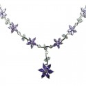 Purple Cubic Zirconia CZ Crystal Flower Dress Necklace