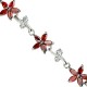 Bridal Fashion Jewellery Bracelets, Costume Jewelry Wedding Bracelet, Red Cubic Zirconia CZ Crystal Flower Tennis Bracelet