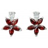 Costume Jewellery Earring Studs, Fashion Jewelry UK, Women Girls Gifts, Red Cubic Zirconia CZ Crystal Flower Dress Stud Earrings