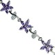 Bridal Costume Jewellery bracelets, Wedding Accessories, Women Gifts, Purple Cubic Zirconia CZ Crystal Flower Tennis Bracelet