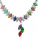 Multi Coloured Marquise Teardrop Rhinestone Clear Diamante Dress Necklace