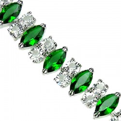 Wedding Costume Jewellery, Bridal Fashion Bracelets, Emerald Green Marquise Teardrop Rhinestone Clear Diamante Dressy Bracelet
