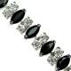 Costume Jewelry Bracelets UK, Fashion Bridal Jewellery, Wedding Gifts, Black Teardrop Rhinestone Clear Diamante Dress Bracelet