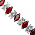 Ruby Red Marquise Teardrop Rhinestone Clear Diamante Dress Bracelet