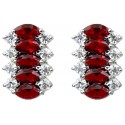 Ruby Red Marquise Teardrop Rhinestone Clear Diamante Dress Drop Earrings