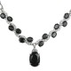 Bridal Fashion Jewellery, Costume Jewelry Necklaces, Woman Gift, Black Oval Rhinestone Clear Diamante Dress Necklace