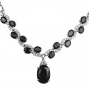 Black Oval Rhinestone Clear Diamante Dress Necklace