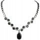 Bridal Fashion Jewellery, Costume Jewelry Necklaces, Woman Gift, Black Oval Rhinestone Clear Diamante Dress Necklace