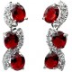 Costume Jewelry Dangle earrings, Fashion Bridal Jewellery, Wedding Gifts, Red Oval Rhinestone Clear Diamante Dress Drop Earrings