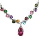 Costume Jewelry UK, Fashion Jewellery, Women Wedding Gift, Mixed Colour Oval Rhinestone Clear Diamante Dress Necklace