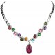 Costume Jewelry UK, Fashion Jewellery, Women Wedding Gift, Mixed Colour Oval Rhinestone Clear Diamante Dress Necklace