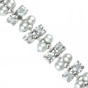 White Pearl Clear Diamante Bracelet