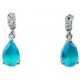Bridal Wedding Jewellery. Fashion Jewelry Dangle Earrings, Blue Teardrop Rhinestone Clear Diamante Dress Drop Costume earrings