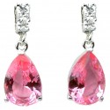 Pink Teardrop Rhinestone Clear Diamante Dress Drop Earrings