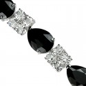 Black Teardrop Rhinestone Clear Diamante Dress Bracelet