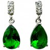 Wedding Costume Jewellery|Fashion Jewelry Wedding Gift UK, Emerald Green Teardrop Rhinestone Clear Diamante Dress Drop Earrings