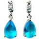 Bridal Wedding Jewellery. Fashion Jewelry Dangle Earrings, Blue Teardrop Rhinestone Clear Diamante Dress Drop Costume earrings