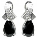 Crossover Kiss Black Teardrop Cubic Zirconia Crystal CZ Earrings
