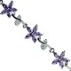 Purple Fashion Jewelry Sets, Women Gift, Cubic Zirconia CZ Crystal Flower Dress Jewellery Necklace Earrings Bracelet Set