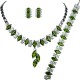Green Costume Jewelry Sets UK, Fashion Gifts, Teardrop Rhinestone Clear Diamante Dress Jewellery Necklace Bracelet Earrings Set