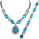 Costume Jewellery Sets, Wedding Fashion Jewelry UK, Women Gifts, Blue Teardrop Diamante Dress Jewellery Necklace Bracelet Set