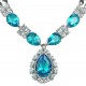 Costume Jewellery Sets, Wedding Fashion Jewelry UK, Women Gifts, Blue Teardrop Diamante Dress Jewellery Necklace Bracelet Set
