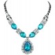 Costume Jewellery Sets, Wedding Fashion Jewelry UK, Women Gifts, Blue Teardrop Diamante Dress Jewellery Necklace Bracelet Set