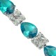 Costume Jewellery Sets, Wedding Fashion Jewelry UK, Women Gifts, Blue Teardrop Diamante Dress Jewellery Necklace Bracelet Set