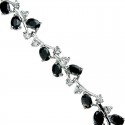 Black Elegant Oval Rhinestone Clear Diamante Dressy Tennis Bracelet