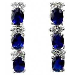 Women Fashion Jewelry UK, Blue Costume Jewellery, Dangle Earrings, Wedding Gifts, Royal Blue Royal Oval Diamante Drop Earrings