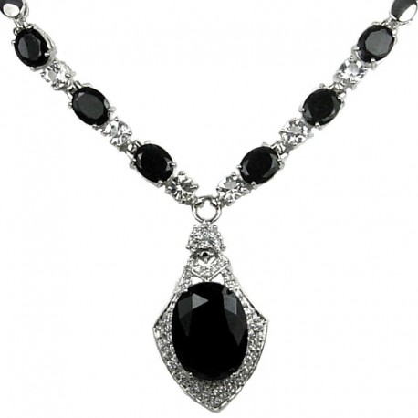 Black Costume Jewellery Necklaces; Fashion Jewelry UK, Black Oval Diamante Necklace, Wedding Gifts, Bridal Accessories
