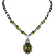 Costume Jewellery, Fashion Olive Green Royal Oval Rhinestone Clear Diamante Rhombus Drop Necklace
